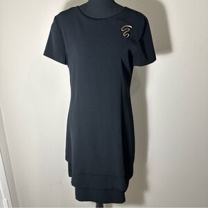 Evan Picone Black Midi Dress with Gold Accent